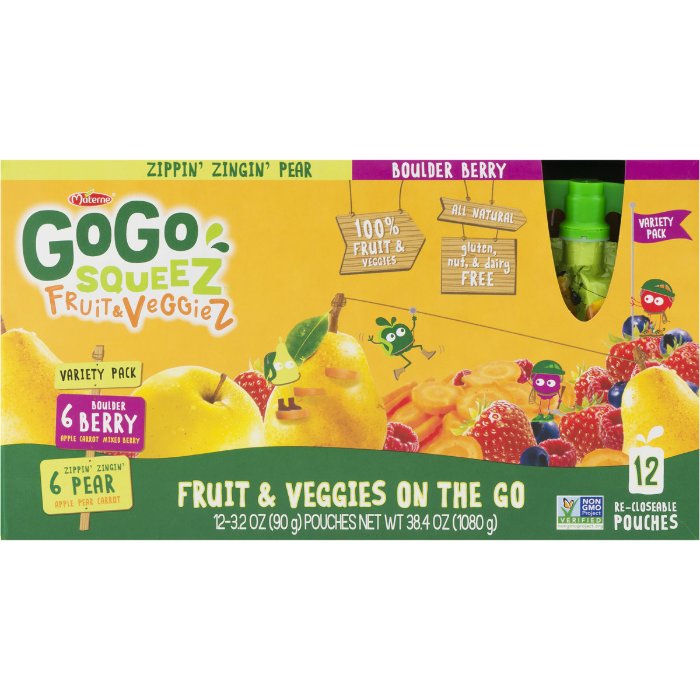 Gogo Squeez - Applesauce Berry Pear 12 Pack, 38.4 Oz (Pack of 6)