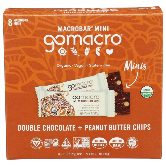 Gomacro - Bar Double Chocolate Peanut Butter Mini 8 Pack, 7.1 Oz (Pack of 7)