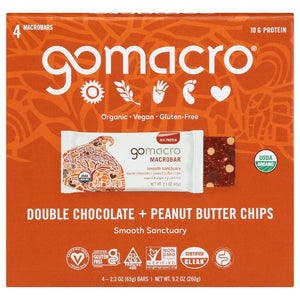 Gomacro - Bar Double Chocolate Peanut Butter Chip 4 Count, 9.2 Oz (Pack of 7)