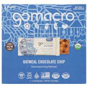 GoMacro - Oatmeal Chocolate Chip Bar 4 Count, 9.2 OZ (Pack of 7)