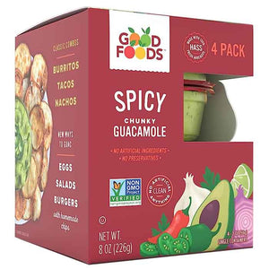Good Foods - Dip Guacamole Spicy, 4Pk Single Serve, 8oz | Pack of 6
