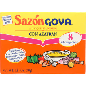 Goya - Sazón con Azafrán, 8 Piece, 1.41 Oz (Pack of 36)