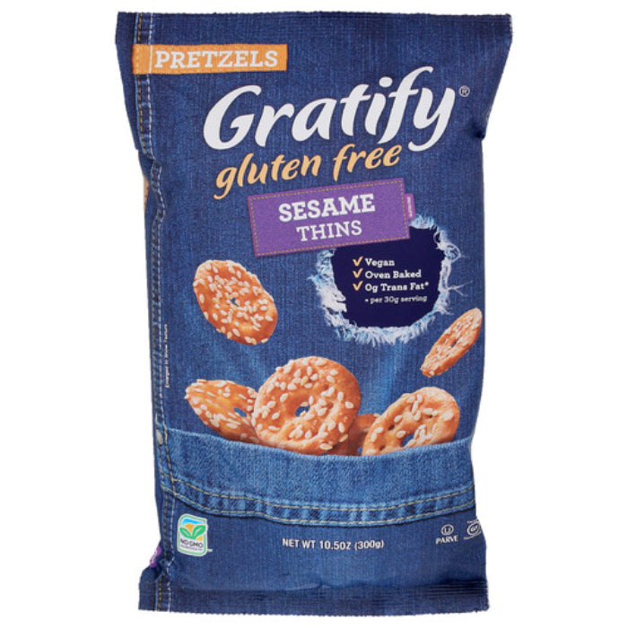 GRATIFY - PRETZEL SESAME THIN GF 10.5 OZ - Pack of 6