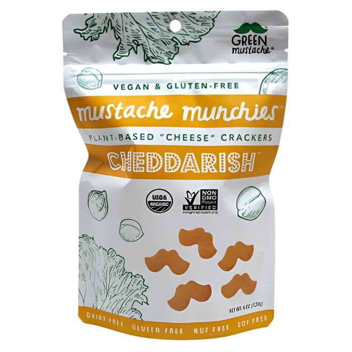 Green Mustache - Cheddarish Mustache Munchies Crackers, 4 oz
