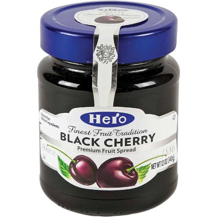 HERO - FRUIT SPREAD BLACK CHERRY 12 OZ - Pack of 8