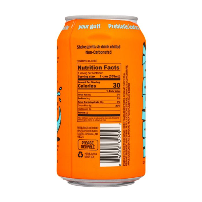 Halfday - Green Peach Tonic Iced Tea, 12fl - Back