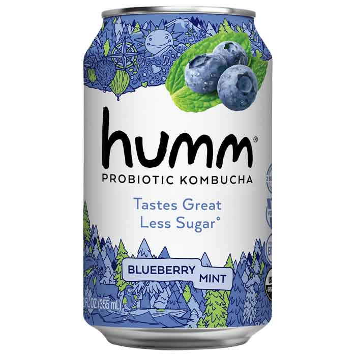 Humm - Kombucha Bluberry Mint Zero, 12fo  Pack of 6