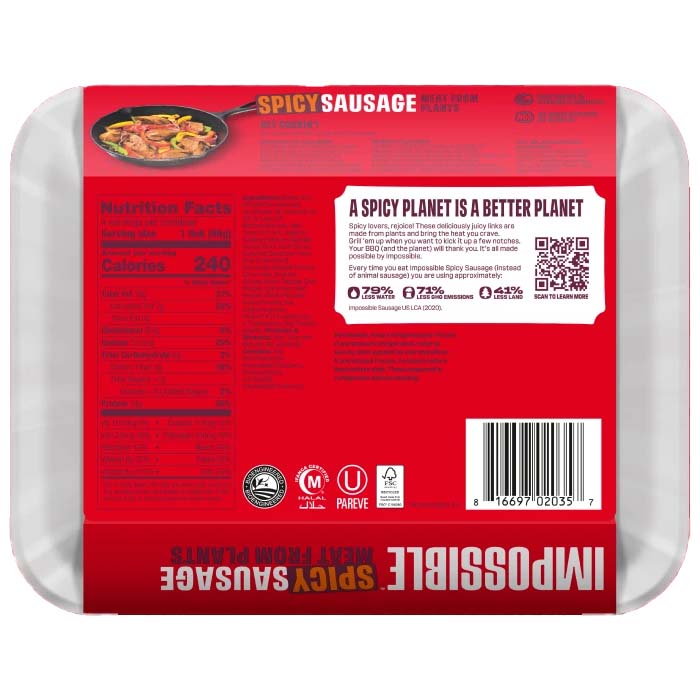 Impossible - Sausage Links Spicy, 13.5oz - Back