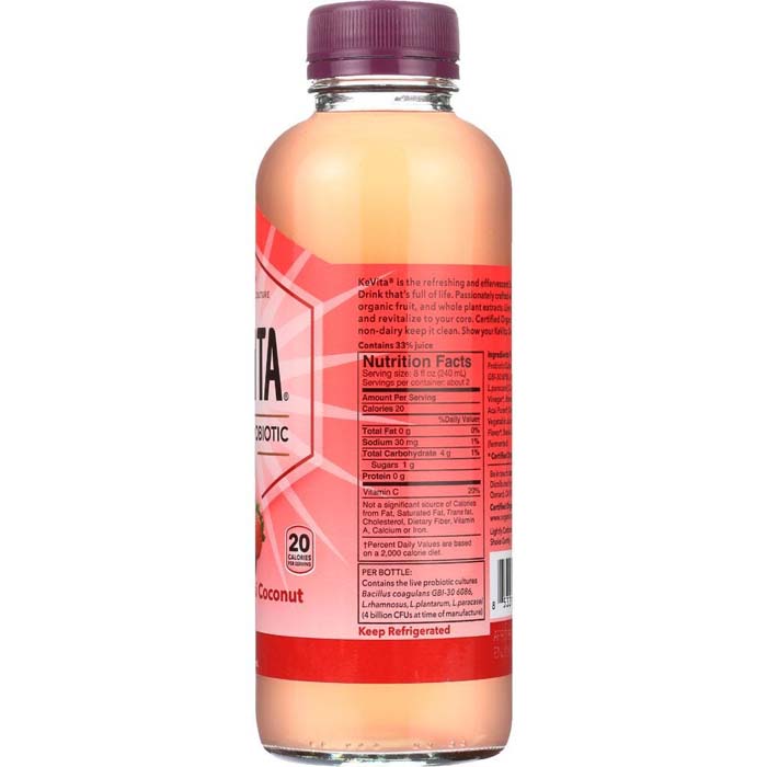 Kevita - Juice Strawberry Coconut, 15.2fo  Pack of 6 - back