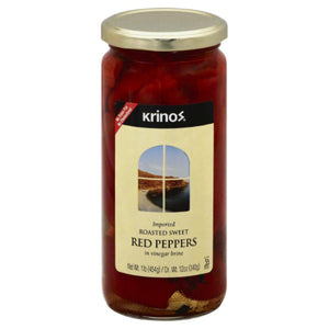 Krinos - Roasted Red Peppers, 16 Oz - Pack of 6