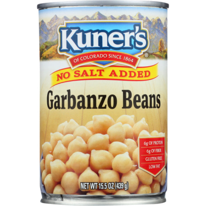 Kuner's Garbanzo Beans No Salt, 15 Oz Pack of 12