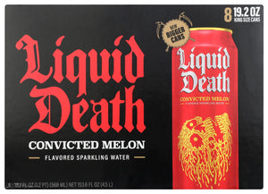 Liquid Death - Water Sparkling Convicted Melon 8 pk, 153.6 fl Oz - Pack of 3