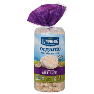 Lundberg - Brown Salt-Free Organic Gluten Free Rice Cake, 8.5 Oz - Pack of 6