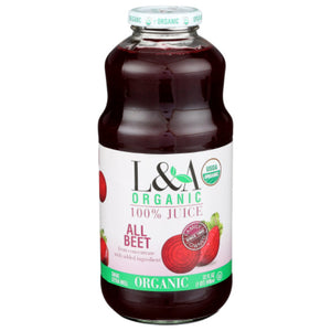 L & A - All Beet Organic Juice, 32 Oz - Pack of 6