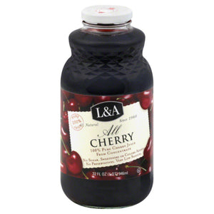 L & A - All Black Cherry Juice, 32 Oz - Pack of 6