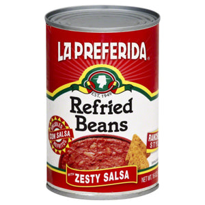 La Preferida - Refried Beans Zesty Salsa, 16 Oz - Pack of 12