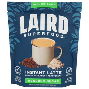 Laird Superfood - Reduced Sugar Instant Latte with Adaptogens, 8 Oz | Pack of 6