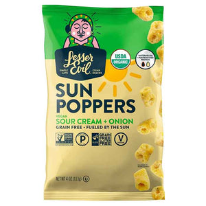 Lesser Evil - Sun Poppers Sour Cream & Onion, 4oz | Pack of 9