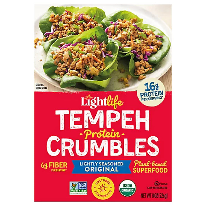 Lightlife - Tempeh Crumbles Original, 8 Oz | Pack of 8