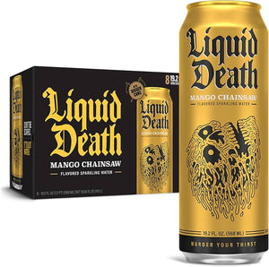 Liquid Death - Water Sparkling Mango Chainsaw 8 pk, 153.6 fl Oz - Pack of 3