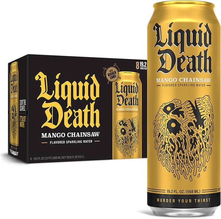 Liquid Death - Water Sparkling Mango Chainsaw 8 pk, 153.6 fl Oz