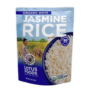 Lotus Foods - Organic White Jasmine Rice Pouch, 8 Oz