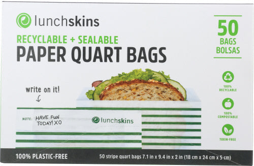 Lunchskins - Paper XL Sandwich Bag Stripe 50 Pc