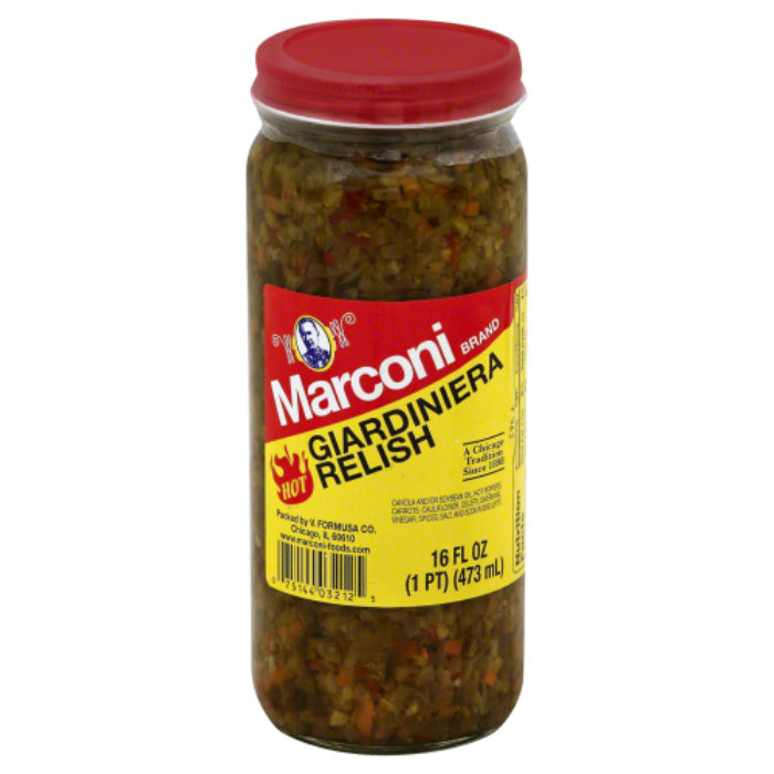 Marconi - Giardiniera Relish Hot, 16 Oz - Pack of 6