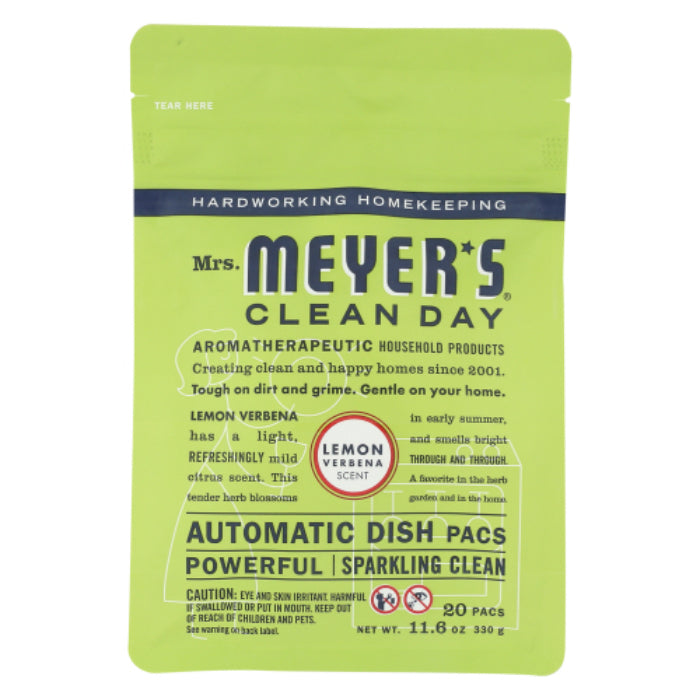 Mrs Meyers Clean Day Auto Dish Packet Lemon Verbena 12.7 Oz - Pack of 6