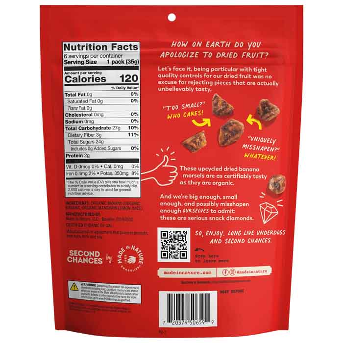 Made In Nature - Dried Fruit Second Chances Bananas, 7.5oz | Pack of 6