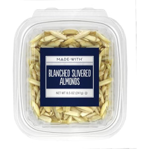 Made With - Sliced Blanched Almonds Tub, 8.5 Oz - Pack of 12