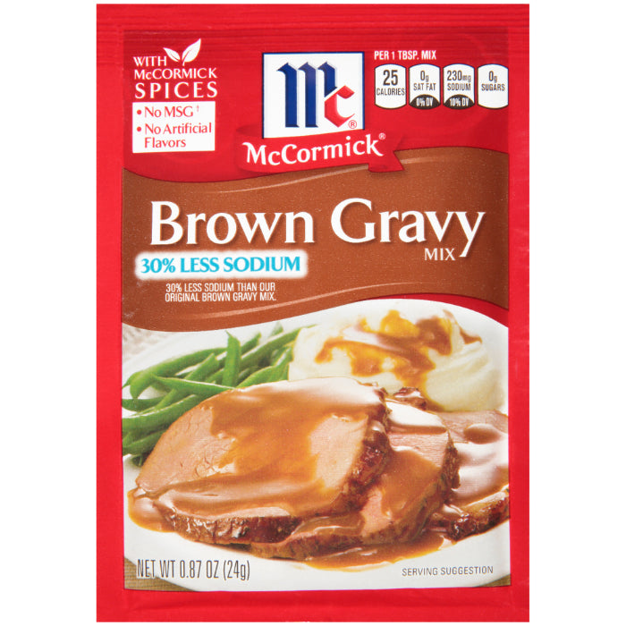 McCormick - Mix Brown Gravy Less Sodium, 0.87 oz - Pack of 12