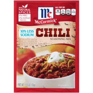 McCormick - Mix Chili Seasoning Less Sodium, 1.25 oz - Pack of 12