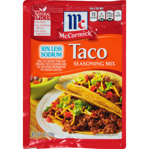 McCormick - Seasoning Taco Mix Less Sodium, 1 oz - Pack of 12