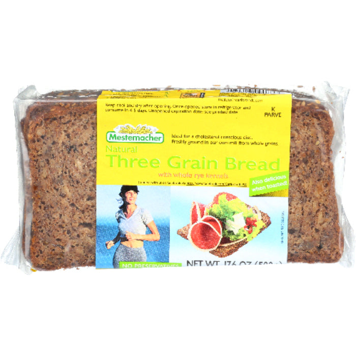 Mestemacher - 3 Grain Bread, 17.6 oz - Pack of 12