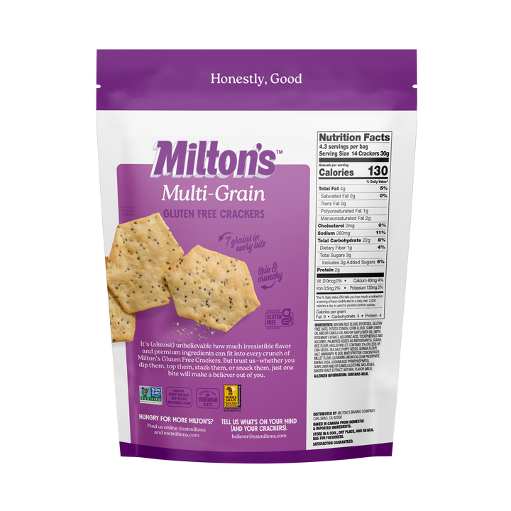 Milton's - Cracker Gluten-Free Baked Multigrain, 4.5 Oz (Pack of 12)