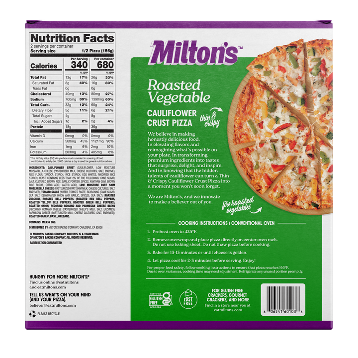 Milton's - Pizza Roasted Vegetable, 11 Oz (Pack of 8)