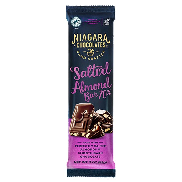 Niagara Bar Dark Chocolate Salted Almond 3 OZ - Pack of 8
