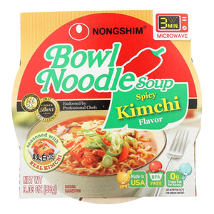 Nong Shim Soup Bowl Noodle Kimchi Spicy 3.03 OZ - Pack of 12