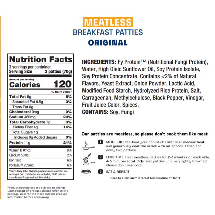 Nature's Fynd - Meatless Breakfast Patties Original, 7.4oz