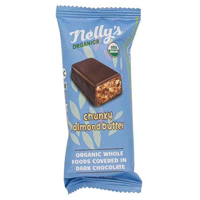 Nelly's Organics - Chunky Almond Butter Dark Chocolate Bar, 1.6oz