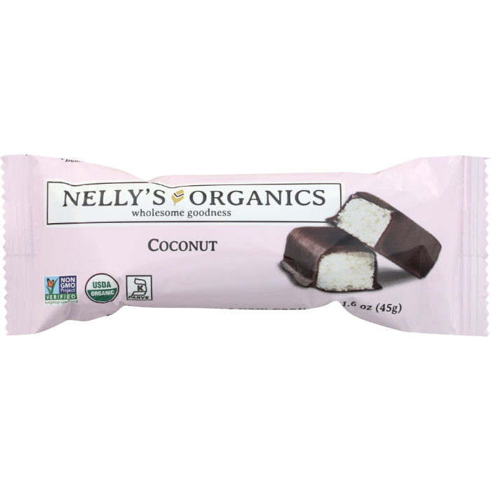 Nellysener - Organic Chocolate Bar, 1.6oz | Coconut | Pack of 9