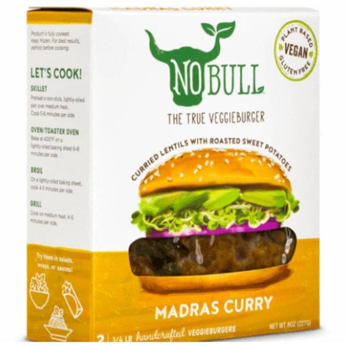 No Bull - The True Veggie Burger Madras Curry, 8oz 