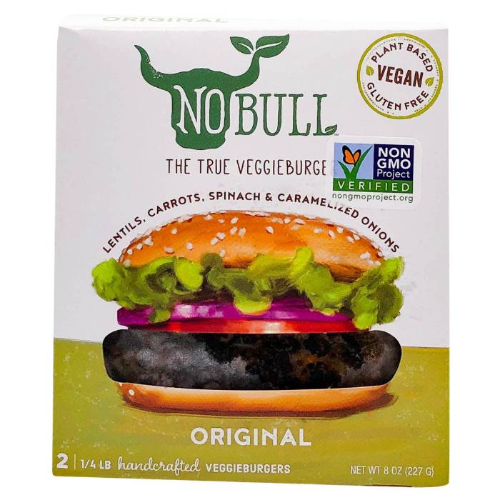 No Bull - The True Veggie Burger Original, 8oz 