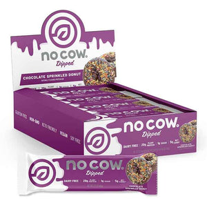 No Cow Bar - Protein Bar Dipped Chocolate Sprinkle Donut, 2.12oz | Pack of 12