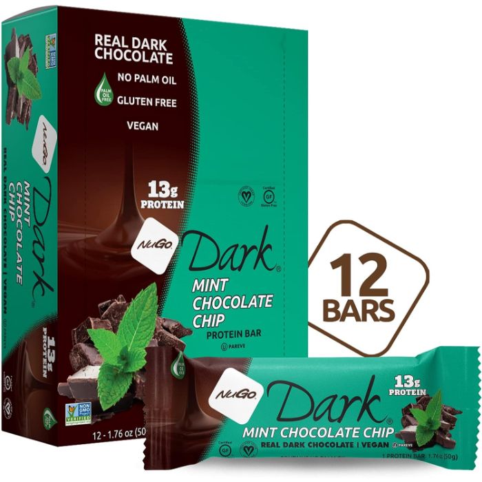 Nugo Bar Dark Mint Chocolate Chip 1.76 Oz - Pack Of 12