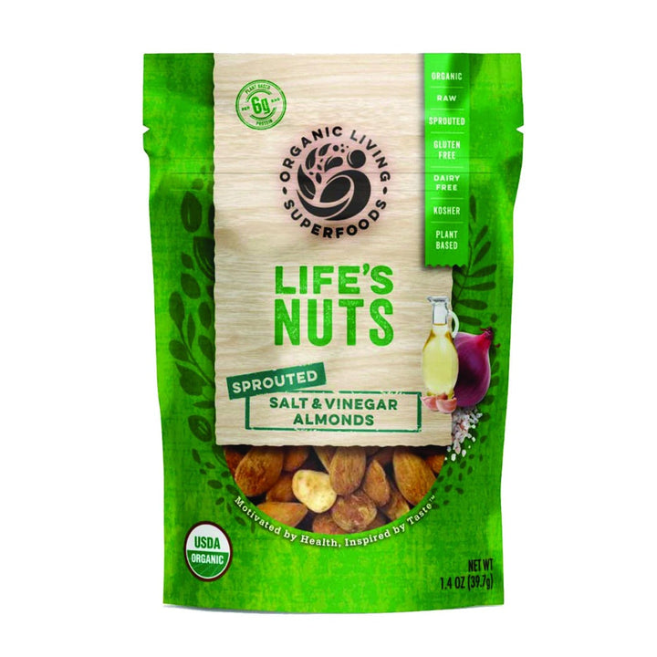 Organic Living Superfoods Almonds Salt Vinegar 1.4 OZ - Pack of 12