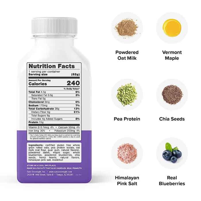 Oats Overnight - Protein Shake Blueberry Muffin, 2.2oz - back