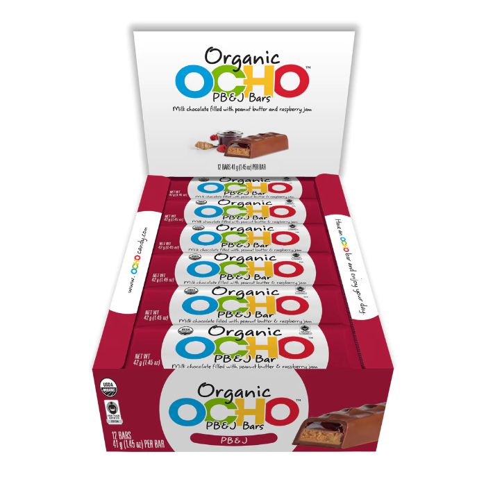Ocho Candy Bar Peanut Butter & Jelly 1.45 Oz - Pack Of 12