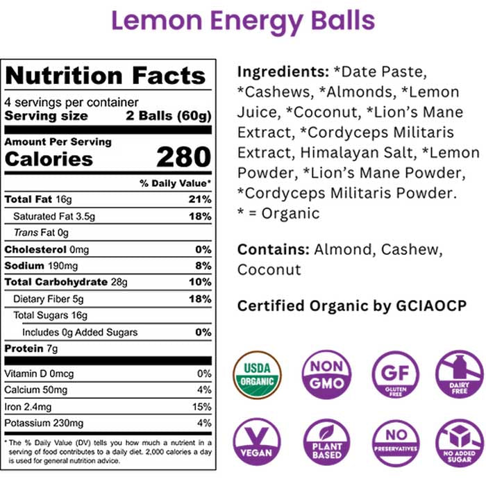 Odd Balls - Organic Energy Balls, 8.5oz - Back